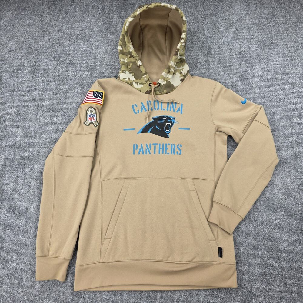 Carolina Panthers Hoodie Mens Small Beige NFL Football Nike Salute To Service